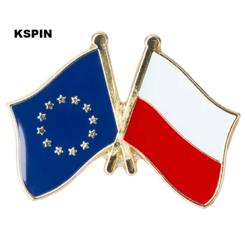 Европейският Съюз Полша Флаг за Приятелство Метални Значки с Болтове Декоративни Брошки Игли за Дрехи XY0084