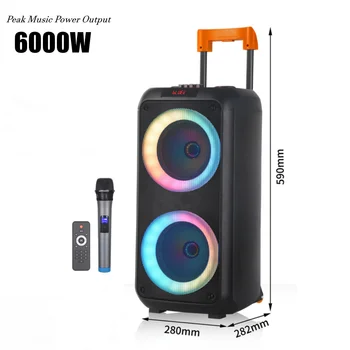 Максималната Мощност 6000 W Мощен Открит Дышло Boombox 8 Инча Голям Рог Partybox Тежко Караоке С Безжичен Микрофон Bluetooth Високоговорители