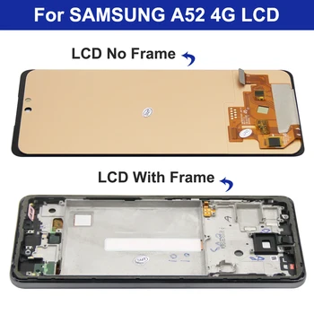 Super AMOLED На Samsung Galaxy A52 4G LCD дисплей Сензорен Екран с рамка За Samsung A52 4G A525 A525F A525M Дигитайзер, резервни Части 1