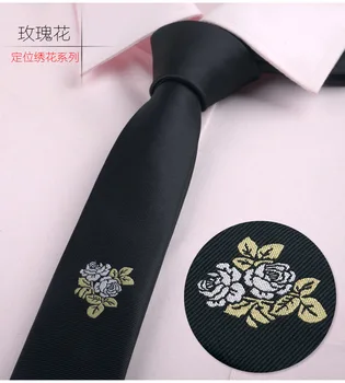2019 Маркова Новост За Мъже Бродирани Пчелите Цвете Вратовръзка Бродерия Корейската Версия на Британски Тесни от 5 см Класическа Вратовръзка Аксесоари Тъмно