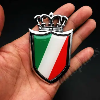 3D Метал Хром Италия Италиански Флаг Короната Щит Автомобилна Емблема на Иконата Стикер Стикер