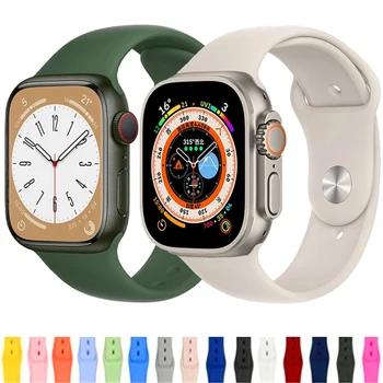 Силиконов Ремък За Apple Watch Band 42 мм, 45 мм, 38 мм 44 мм 40 мм Smartwatch Гума Спортен Каишка За Часовник Гривна iWatch Series 8 7 6se53