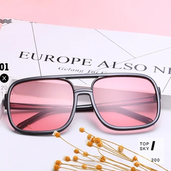 Модерни Розови Очила, Дамски Квадратни Дизайнерски Слънчеви Очила За Жени, Реколта Маркови Огледални Очила С Големи Рамки, Oculos De Sol Feminino