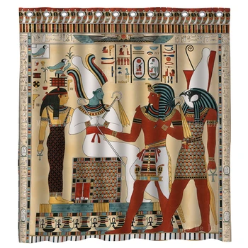 Митове и легенди от Древен Египет Бог Анубис и на богинята Хатхор Иероглифическая Завеса за душ от Ho Me Pipi за декора на банята