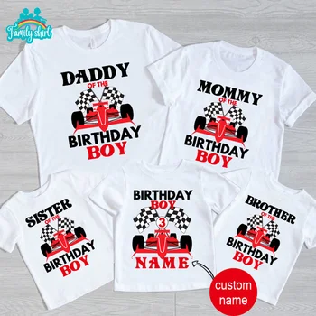 Едни и същи семейни облекло за рожден Ден, Формула 1, Детска тениска с Карикатура тема, Забавен Подарък за Момче на Рожден Ден, Дрехи за Баща си и Майка си