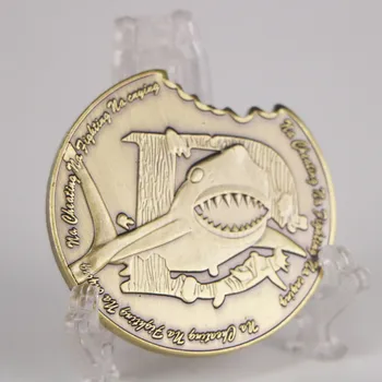 Медал щампована акула боядисани метални възпоменателна монета с медна монета бронз възпоменателна монета акула, зъб разрези колекция 1
