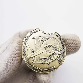 Медал щампована акула боядисани метални възпоменателна монета с медна монета бронз възпоменателна монета акула, зъб разрези колекция 2
