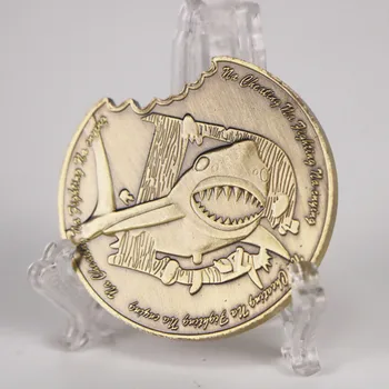 Медал щампована акула боядисани метални възпоменателна монета с медна монета бронз възпоменателна монета акула, зъб разрези колекция 3