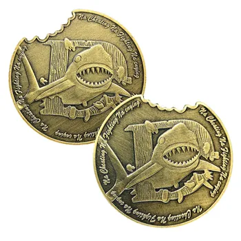 Медал щампована акула боядисани метални възпоменателна монета с медна монета бронз възпоменателна монета акула, зъб разрези колекция 4