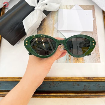 Нови Модни Модерен Италиански Луксозни Маркови Дамски Слънчеви очила с Овални Рамки Котешко Око Елегантни Очила Дизайнерски Реколта Дамски слънчеви Очила