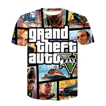 2022 Нова Игра в Grand Theft Auto GTA 5 Летни Тениски За момчета, Готина тениска GTA5, Цветни тениски с 3D принтом, Забавни Върхове