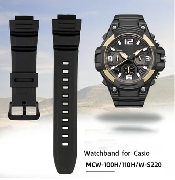 Силиконов каишка за часовник CASIO mcw-100h каишка за часовник w-s220 ae-2000h mcw-110h смола, силикон 16 мм гривна платно Гривна каишка