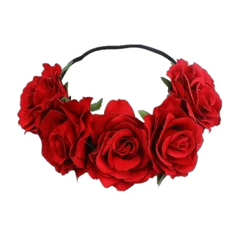 Експлозивна европейски и американски сватбена празничен венец, 5 изкуствени цветя, рози, превръзка на главата, фантазия вечерни шапки за жени