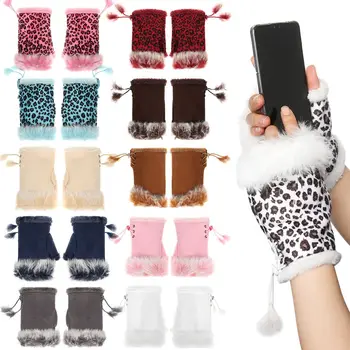 Зимни Ръкавици от Изкуствена домакинството е заек Вълна, Модни Дамски Ръкавици без Пръсти, Гъвкави Меки Дебели Ръкавици за Нагряване на Пръстите за Момичета 12Colo