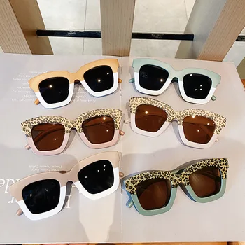 NLAJIZTY Модерен Ретро Квадратни два цвята Детски Слънчеви Очила Маркови Дизайнерски Детски Очила За Момчета И Момичета Детски Очила Нюанси