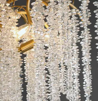 Френска медни клонка кристален полилей, крушка за дневна луксозна вила с трапезария и декоративна лампа спалня художествена кристален лампа 5