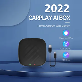Carlinkit за CarPlay Mini Ai Box Безжичен за CarPlay Безжичен Android авточасти за Audi, Bmw, Mazda, Toyota 4G + 64 GB Адаптер Ключ