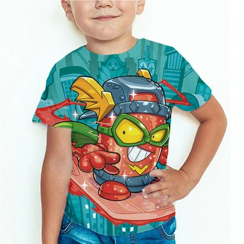 Нова Тениска с 3D Надписи, Лятна детска тениска за деца, детски Тениски с Изображение, аниме, Camiseta, Тениски с Надписи SuperThings, Тениска за момчета и Момичета