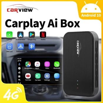 CARVIEW Android 10 Carplay Ai Box 4G LTE 4G WIFI 64G Безжичен Carplay Безжичен Android Авто GPS Netflix You_Tube Google Play