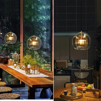 Скандинавските ресторант тела стъклен полилей кухня, бар, офис и кафене креативна лампа нощно шкафче за спалня стълбище висящи лампи 0