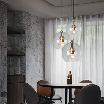Скандинавските ресторант тела стъклен полилей кухня, бар, офис и кафене креативна лампа нощно шкафче за спалня стълбище висящи лампи 5