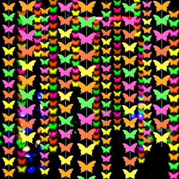 Флуоресцентни Пеперуди Гирлянди, Светещи Неонови Ленти UV Jet Светят в Тъмното Пораснали Деца на рождения Ден Черна Светлина Вечерни Украса