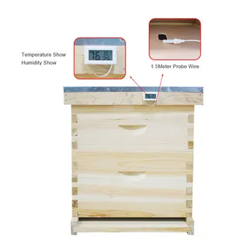 Пчеларството Кошер Мини Удобен Цифров LCD Влагомер, Термометър с Датчик за Наблюдение на Дисплея Детектор за Влажност на въздуха 0