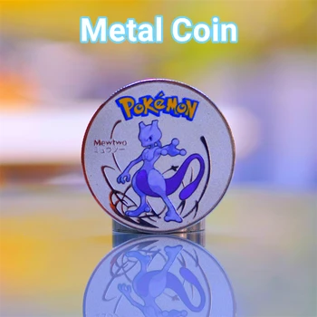 Pokemon Монети, Метални Сребърни Mewtwo Монета Аниме Възпоменателни Монети Чаризард Пикачу Златна Метална Монета Кръгли Железни Карти Pokemon Играчки