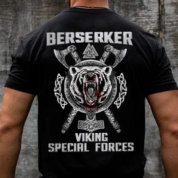 Уникална тениска с изображение на берсерка специалните сили на викингите с мечи Руной. Лятна Памучен Мъжка Тениска С Кръгло деколте и Къс Ръкав New S-3XL