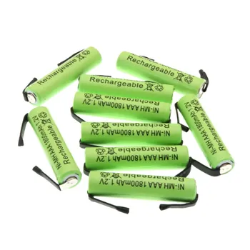 Акумулаторна батерия Ni-Mh 1,2 В AAA, 1800 mah, с паяльными раздели за електрически самобръсначки Philips, Braun, самобръсначка, четка за зъби 5