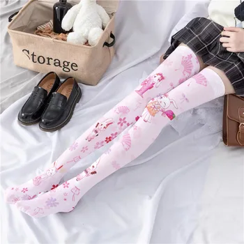 Розови чорапи Над коляното в стил 