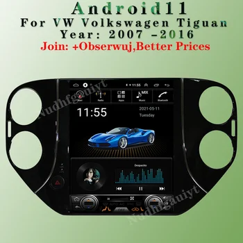 Радиото в автомобила Tesla Style Android 11 За Фолксваген Тигуан Стерео DVD Мултимедиен Авто Плейър GPS Навигация DSP WIFI Carplay