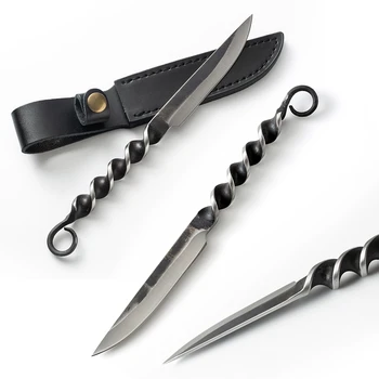 Тактически нож за оцеляване спираловидна резба фиксирана дръжка ръчно изработени ловни ножове с фиксирано острие отдих на открито риболов на отбраната на Дома инструменти с нови 3