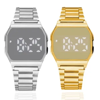 2022 Луксозни Златни Сребърни Часовници за Жени, Мъжки Модни Квадратни Дамски Часовници, Цифрови Led Часовници, Електронни Часовници Montre Femme