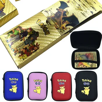 Пластмасови Карти Pokemon Gold Vmax GX Card Box Charizard Пикачу Рядка Колекция от Бойни Треньор Карта Детски Играчки Подарък Френски