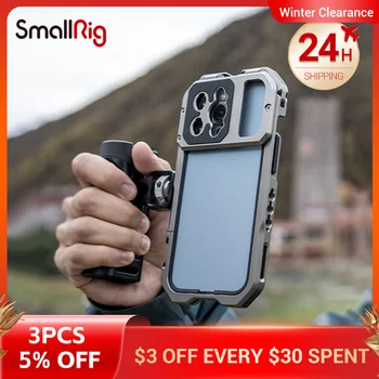 SmallRig Мобилен Видео Кейдж за iPhone 13 Pro/Pro Max Калъф за Смартфон Компактен Подкрепа Микрофон Led Лампа Дръжка Статив 3562