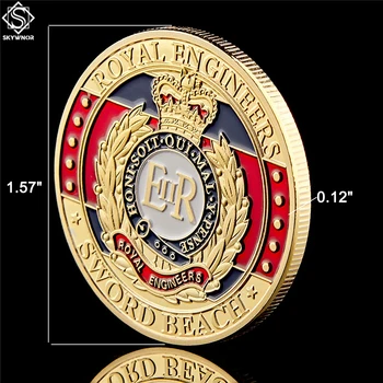 Втората световна война Меч на Война Плаж Битката ER Кралските Инженери D-DAY Златна Възпоменателна Монета С / Твърда Капсула Portection 3