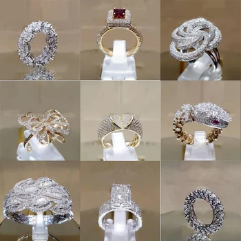 Събиране на кристали, цирконий 2023 година!Модни Пълни с Пръстени с Кубическим Цирконием за Жени и Момичета, Сватба и Сватбени Бижута, Размер 5-11