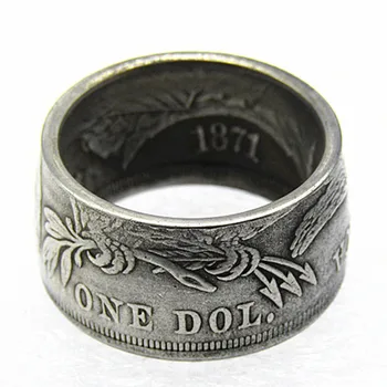 US 1871 Седнала Либърти Сребърен Долар Монета, Пръстен, Медно-никелова Сплав Ръчно изработени в Размери 8-16