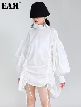 [ИАЛ] Дамска Блуза на съвсем малък Неправилни Форми на Големия Размер, една Нова Свободна Риза С Висока яка и Дълъг ръкав, Мода Пролет-Есен 2023 1DA988